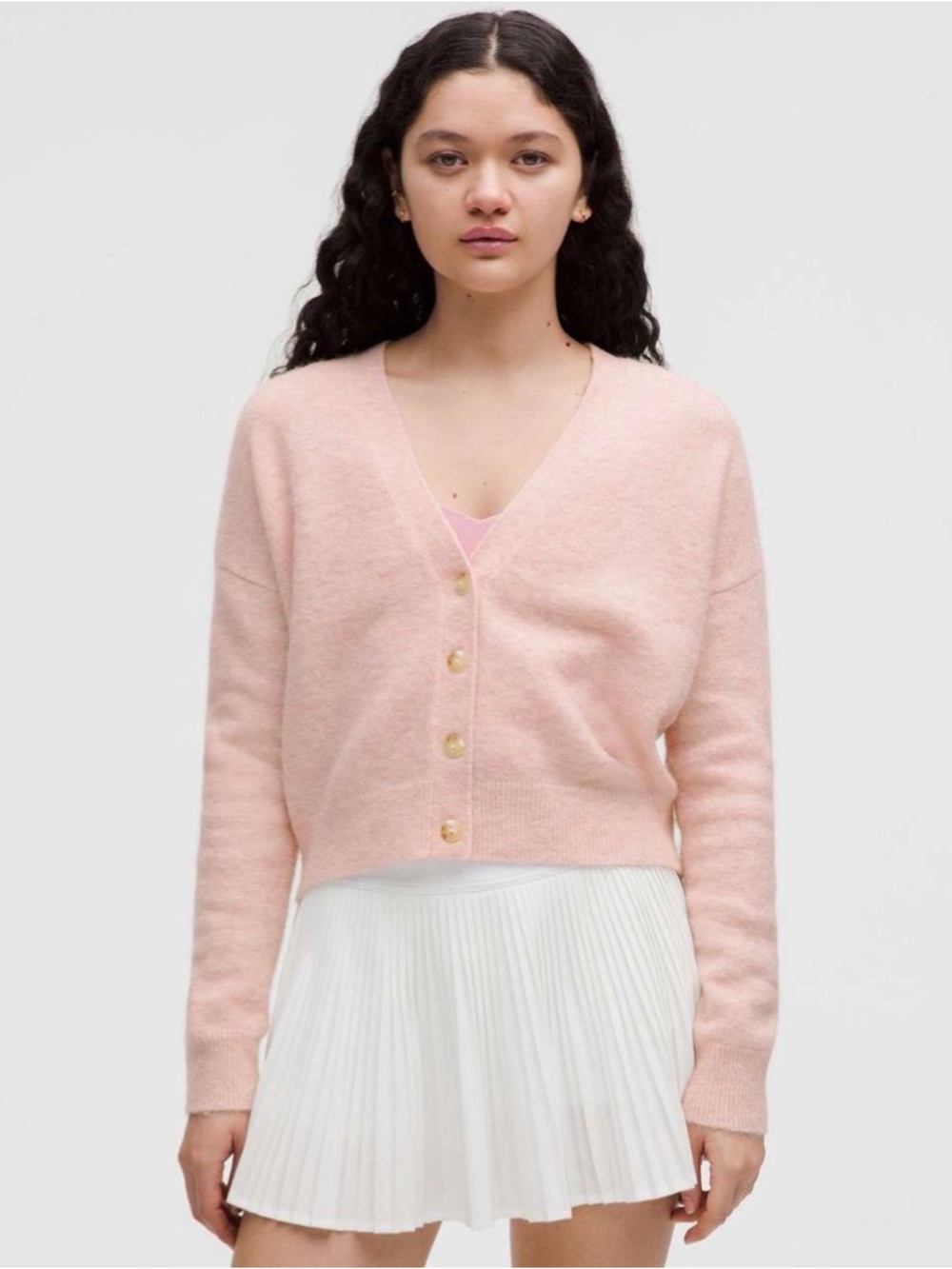 Lululemon Womens Alpaca Wool-Blend Cardigan Sweater
Pink Mist